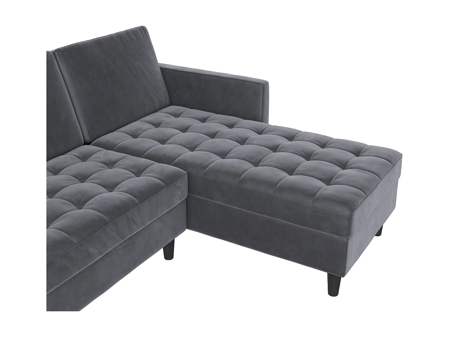 Presley | Canapé lit 3 places avec méridienne en velours anthracite