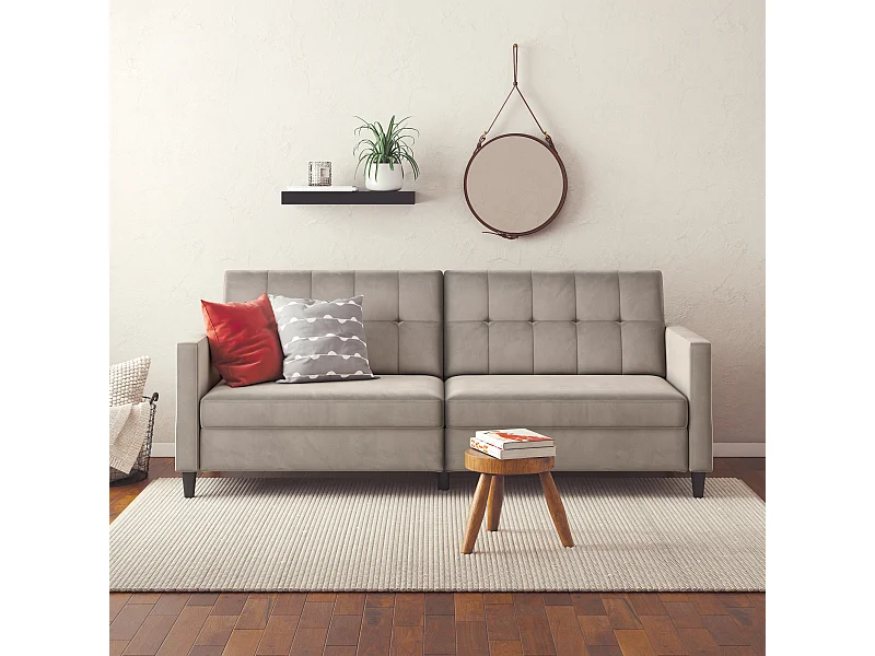 Hartford | Canapé lit 3 places en velours taupe