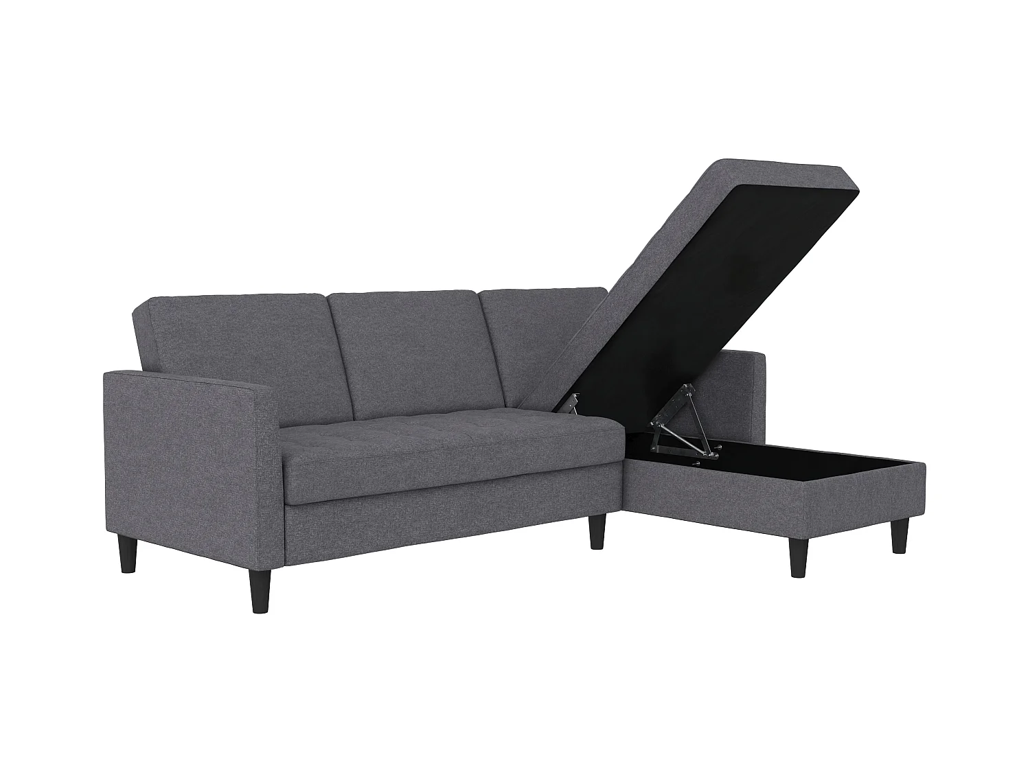 Presley | Canapé lit 3 places avec méridienne en lin gris