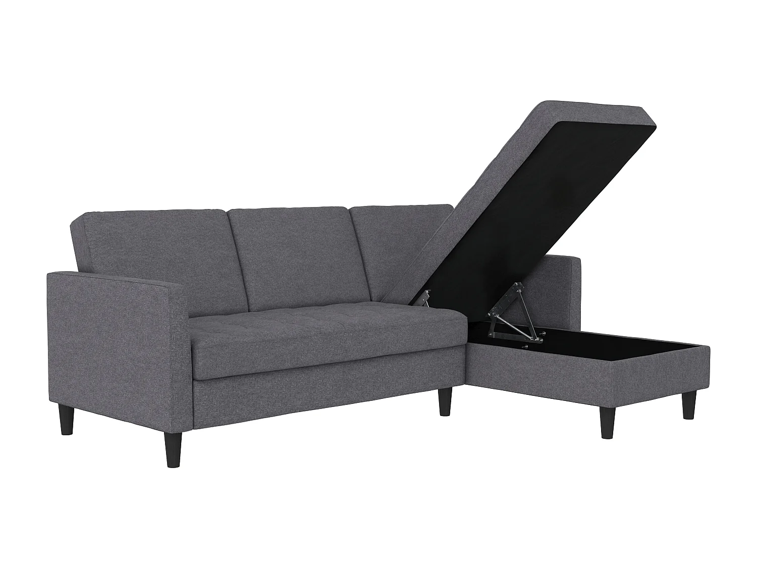 Presley | Canapé lit 3 places avec méridienne en lin gris