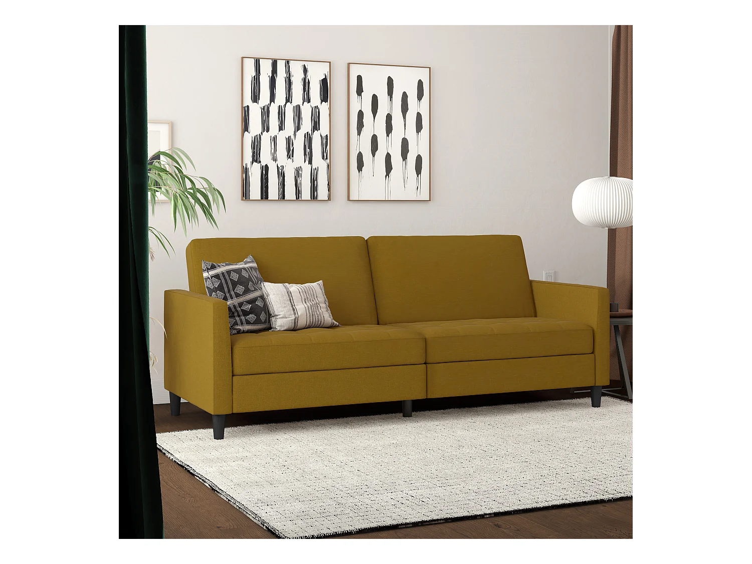 Presley | Canapé convertible 3 places en lin curry