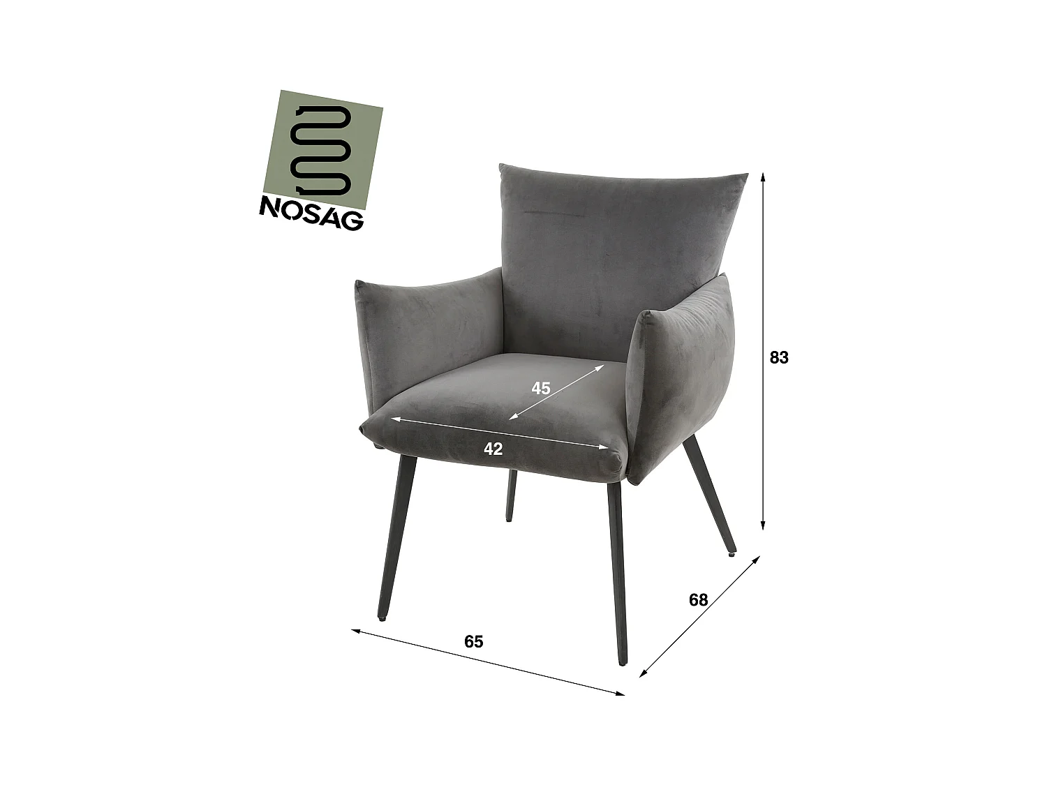 Fauteuil de salle à manger Lobby - Velours Anthracite