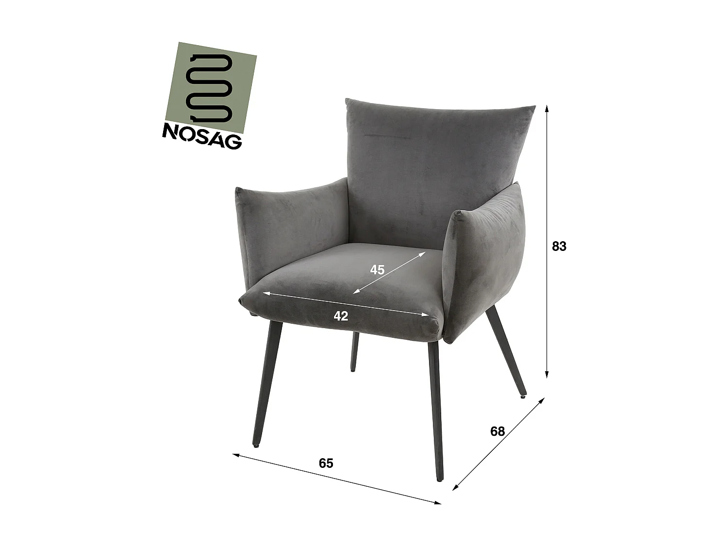 Fauteuil de salle à manger Lobby - Velours Anthracite