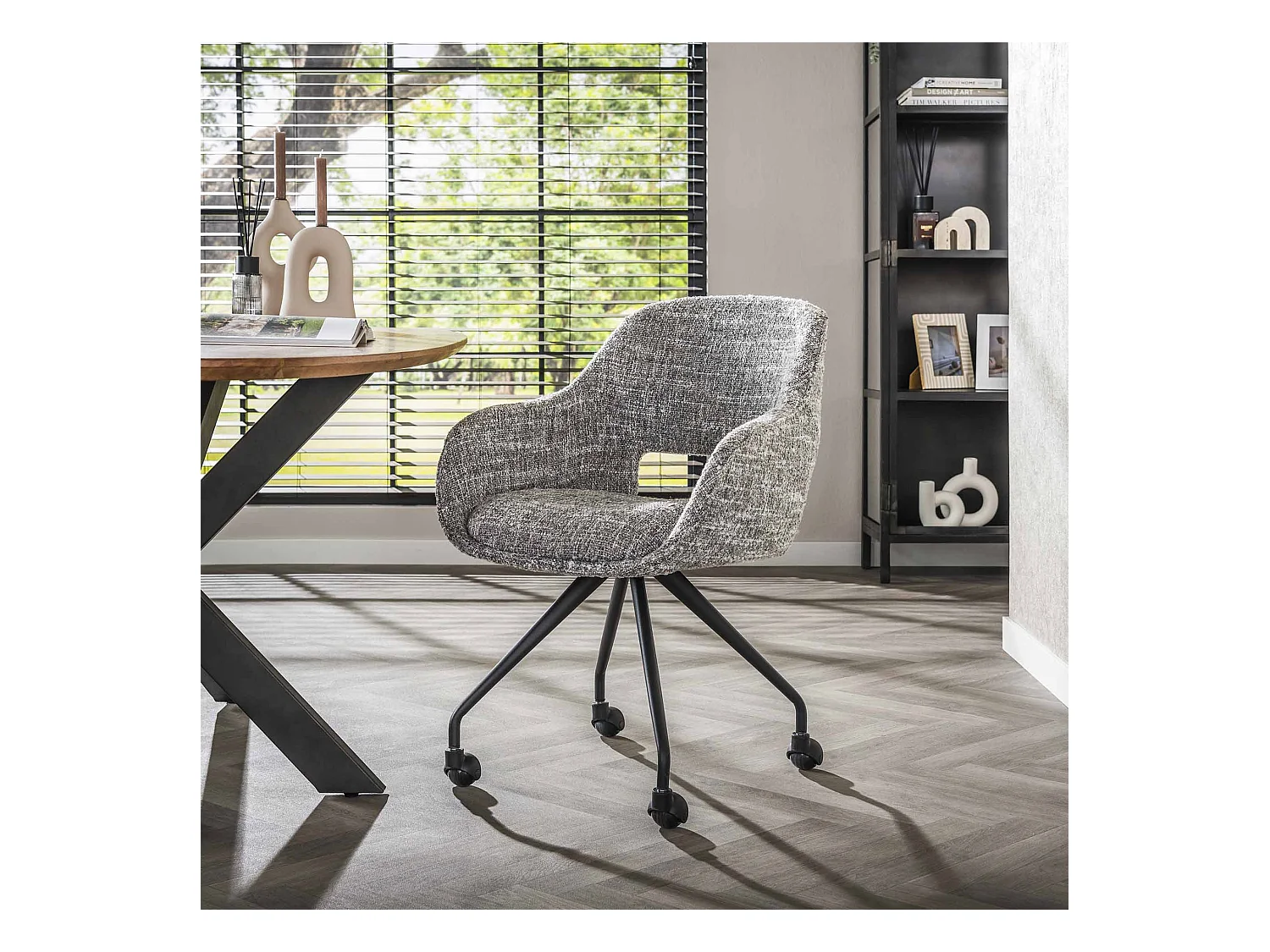 Fauteuil à roulettes à ressorts - Gris acier Eagle - Lot de 2