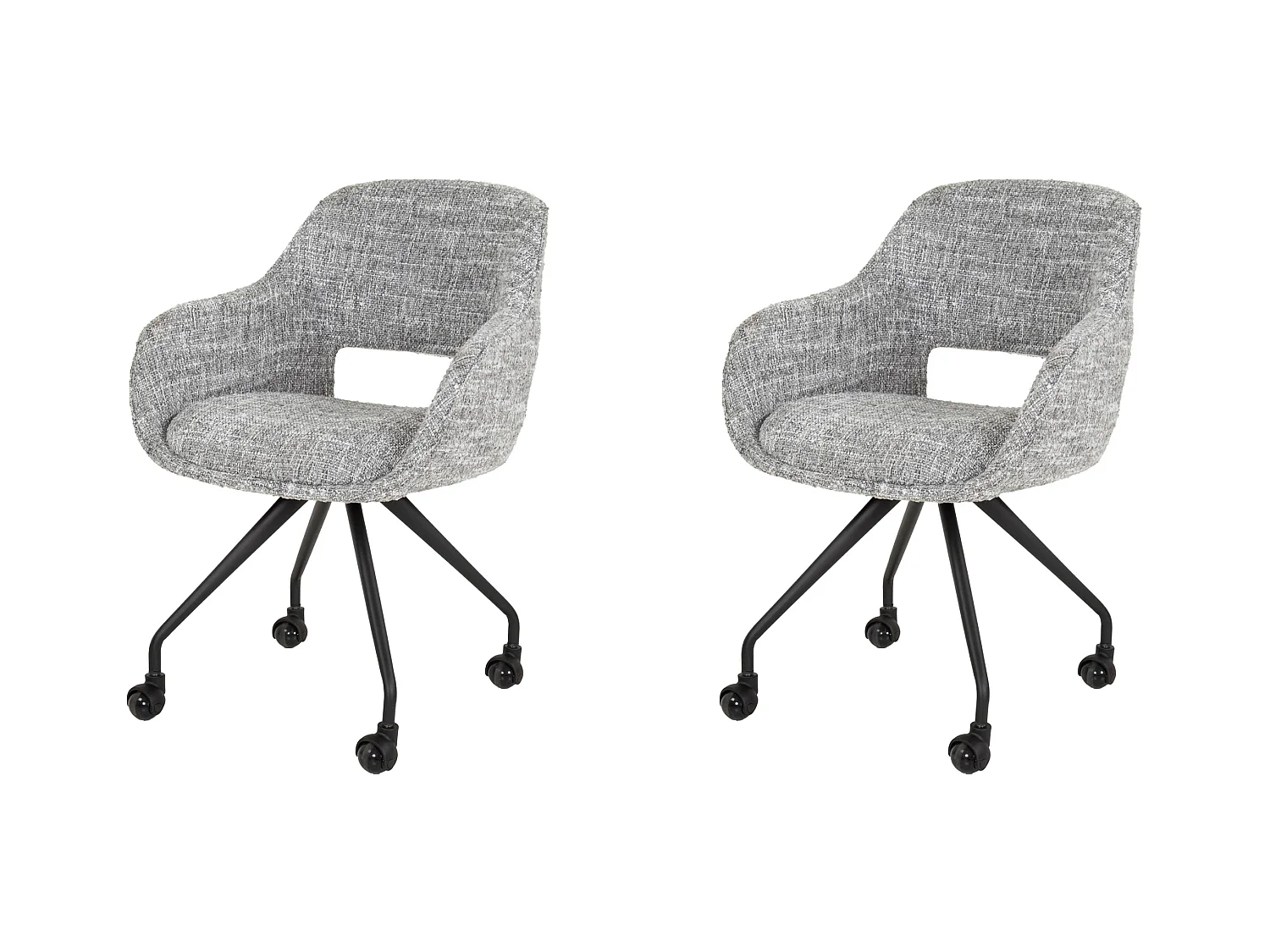 Fauteuil à roulettes à ressorts - Gris acier Eagle - Lot de 2
