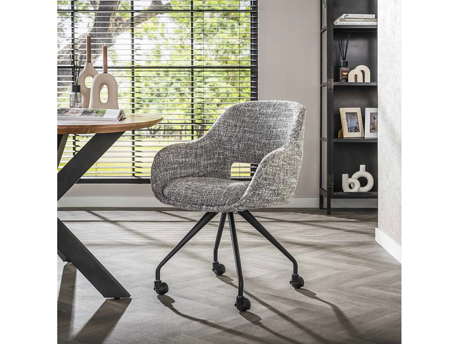Fauteuil à roulettes à ressorts - Gris acier Eagle - Lot de 2