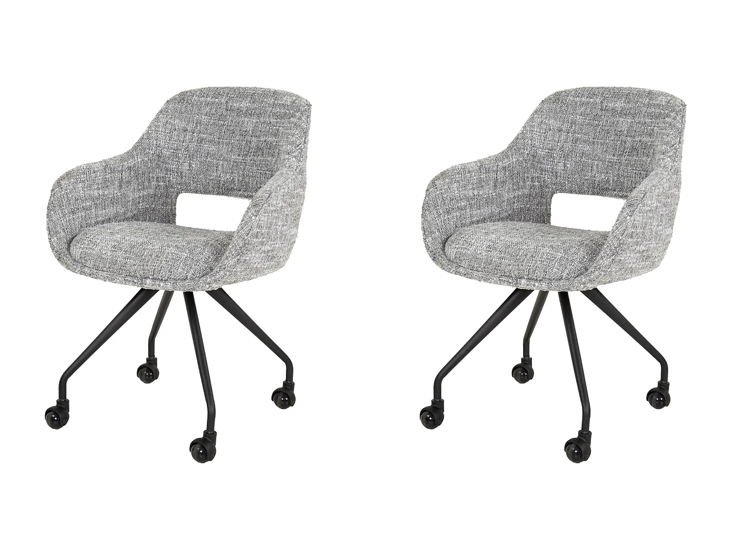 Fauteuil à roulettes à ressorts - Gris acier Eagle - Lot de 2