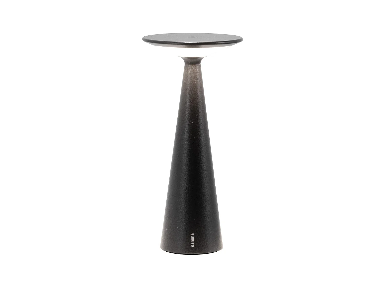 Zafferano Damina - Lampe de table LED rechargeable, variateur tactile, autonomie 8 h, IP65 - Sans fil, finition aluminium noir
