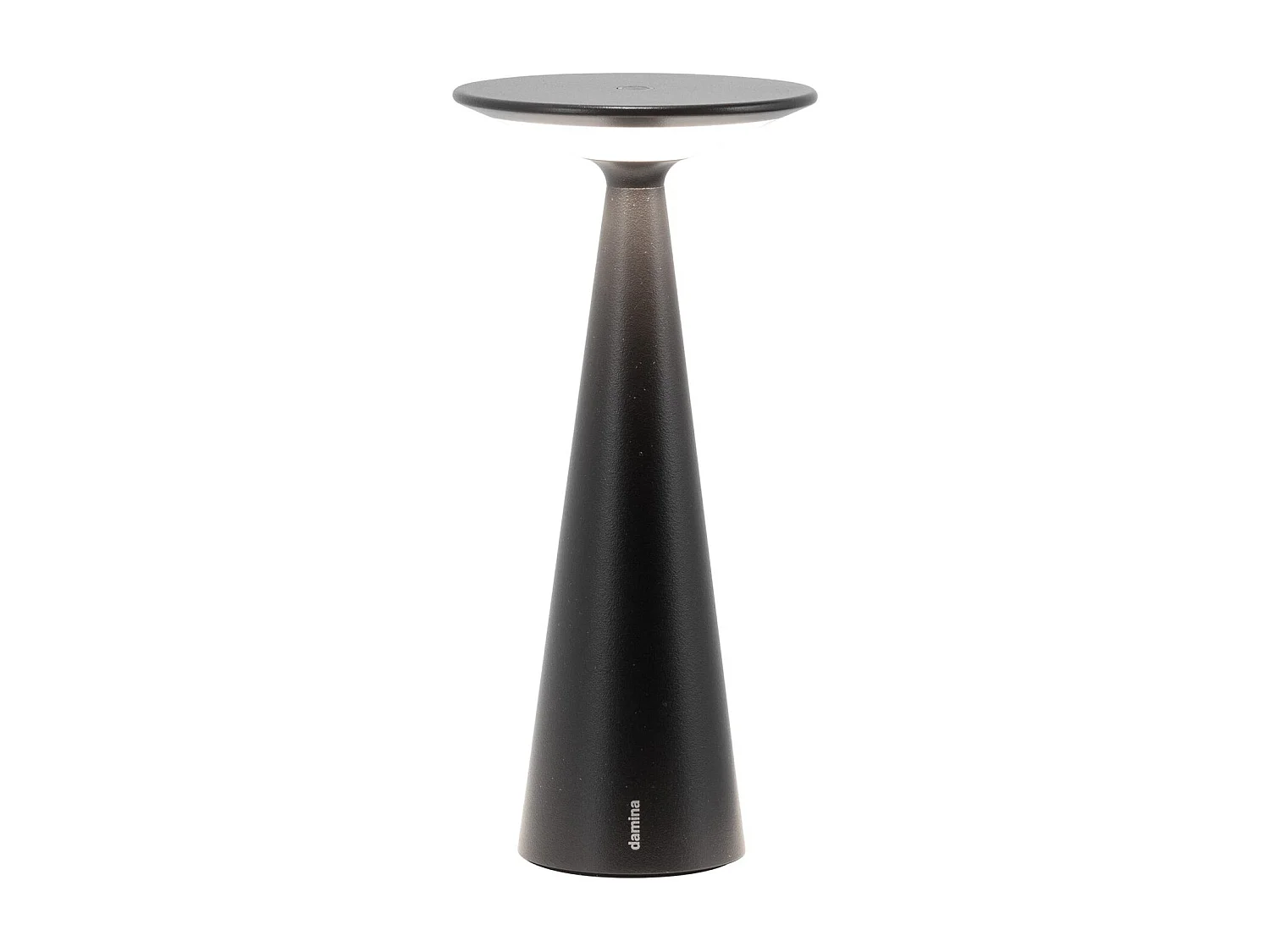 Zafferano Damina - Lampe de table LED rechargeable, variateur tactile, autonomie 8 h, IP65 - Sans fil, finition aluminium noir