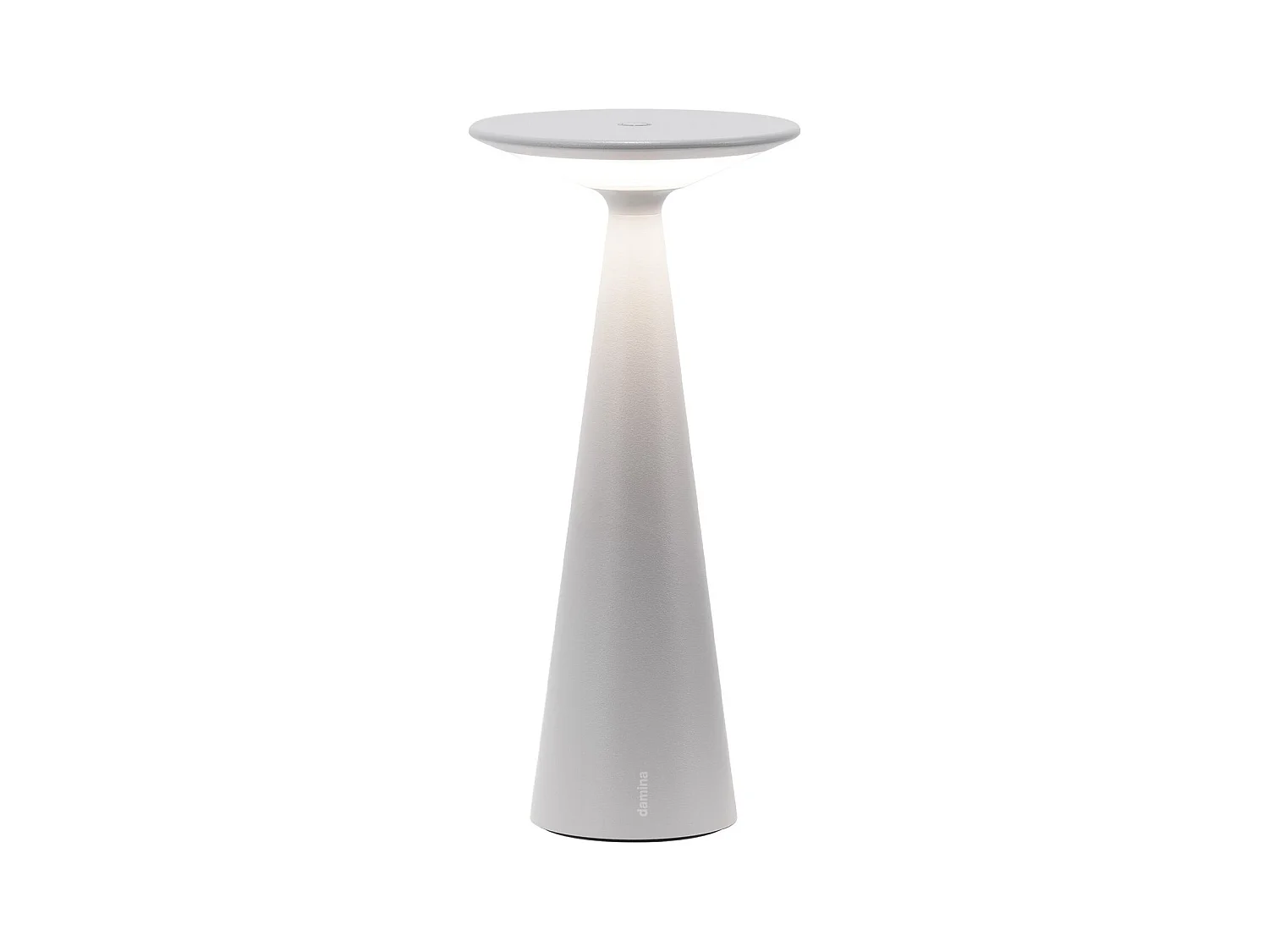 Zafferano Damina - Lampe de table LED rechargeable, variateur tactile, autonomie 8 h, IP65 - Sans fil, finition aluminium gris