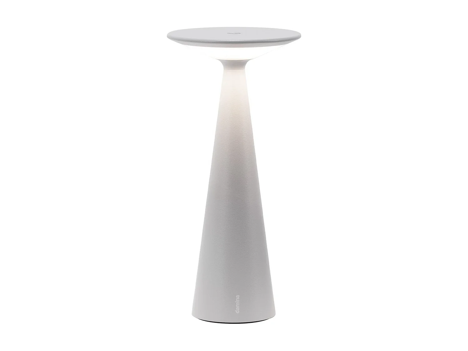 Zafferano Damina - Lampe de table LED rechargeable, variateur tactile, autonomie 8 h, IP65 - Sans fil, finition aluminium gris