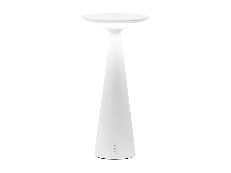 Zafferano Damina - Lampe de table LED rechargeable, variateur tactile, autonomie 8 h, IP65 - Sans fil, finition aluminium blanc