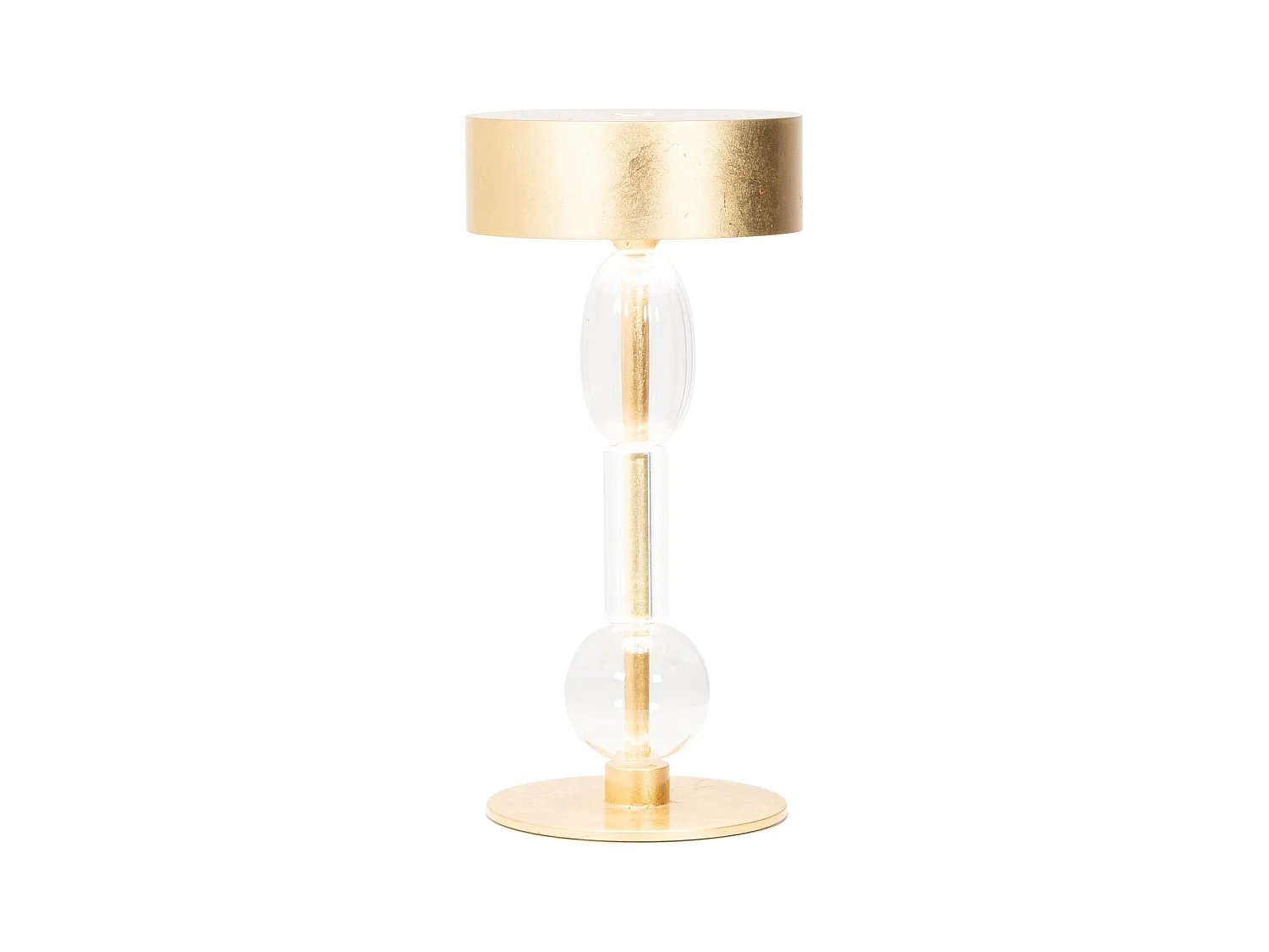Zafferano Royal Family Wi-Fi - Lampe de table LED intelligente rechargeable, variateur tactile, autonomie 36 h - Aluminium doré et verre soufflé