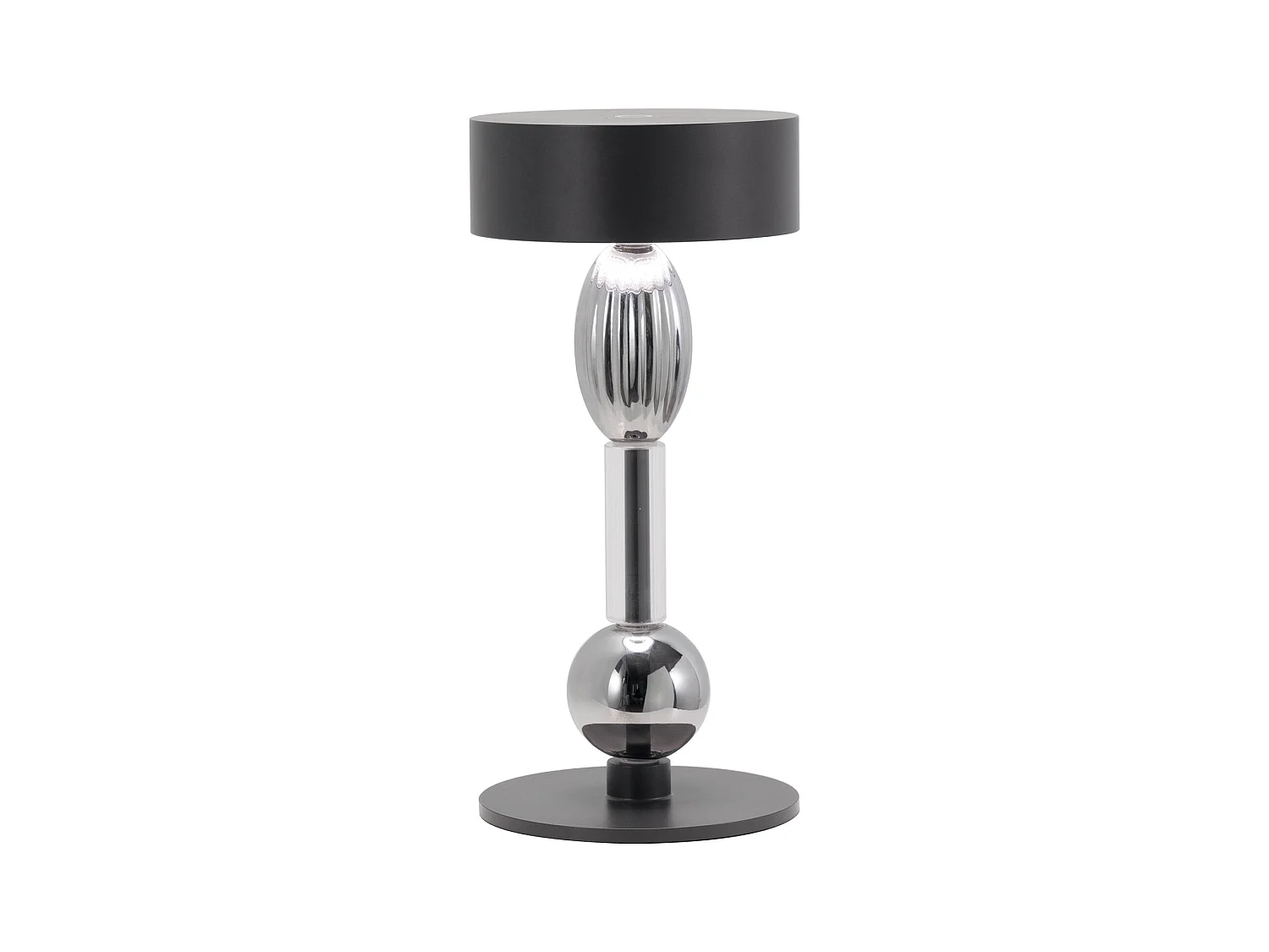 Zafferano Royal Family Wi-Fi - Lampe de table LED intelligente rechargeable, variateur tactile, autonomie 36 h - Aluminium titane et verre soufflé