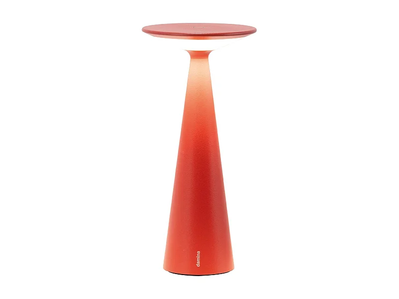 Zafferano Damina - Lampe de table LED rechargeable, variateur tactile, autonomie 8 h, IP65 - Sans fil, finition aluminium rouge