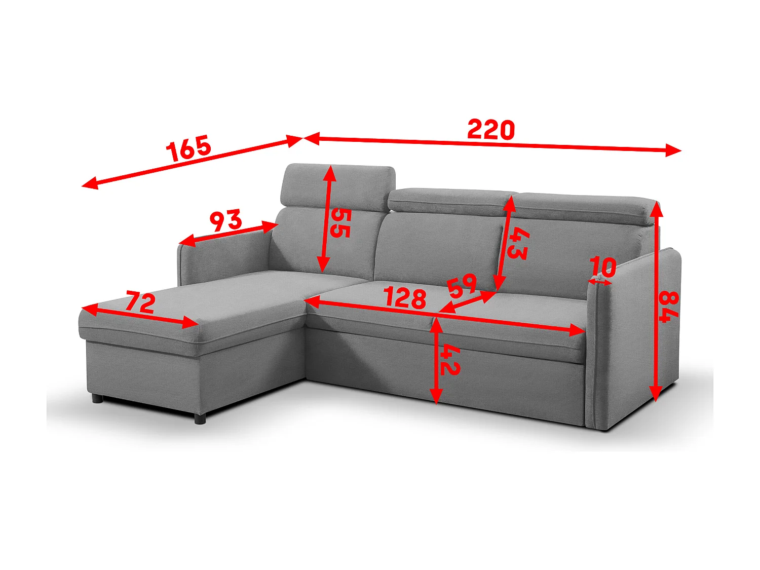 Canapé d'angle NOTTI convertible - Tétières mobiles - Coffre de rangement - Tissu lisse jaune moutarde- Angle réversible