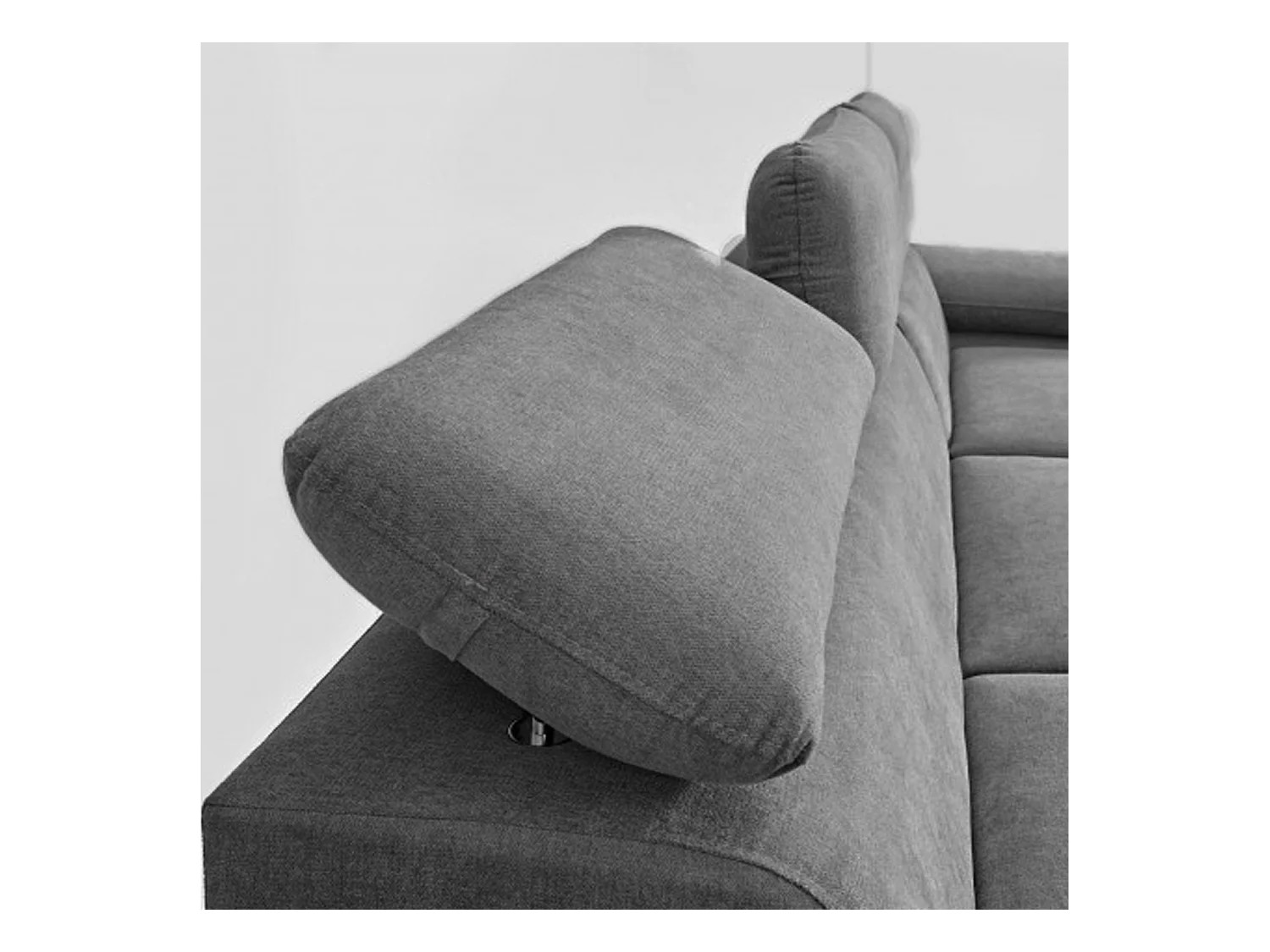 Canapé d'angle coté gauche convertible velours côtelé beige avec têtières - KOST