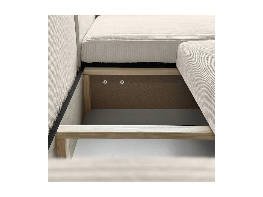 Canapé d'angle GOYA XL convertible réversible 277 cm coffre de rangement tissu velours côtelé