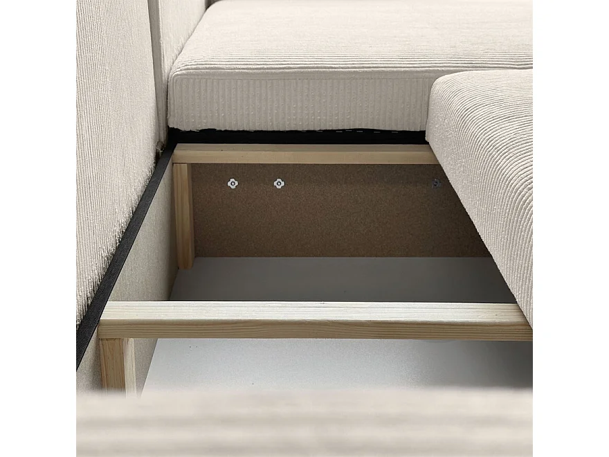 Canapé d'angle GOYA XL convertible réversible 277 cm coffre de rangement tissu velours côtelé