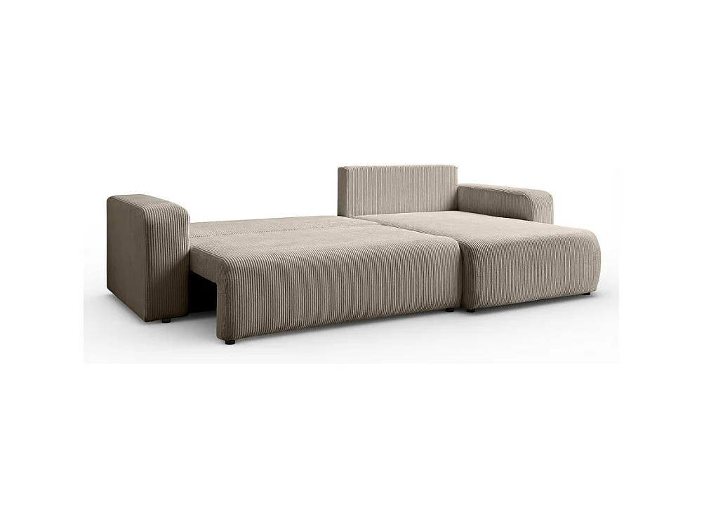 Canapé d'angle GOYA XL convertible réversible 277 cm coffre de rangement tissu velours côtelé