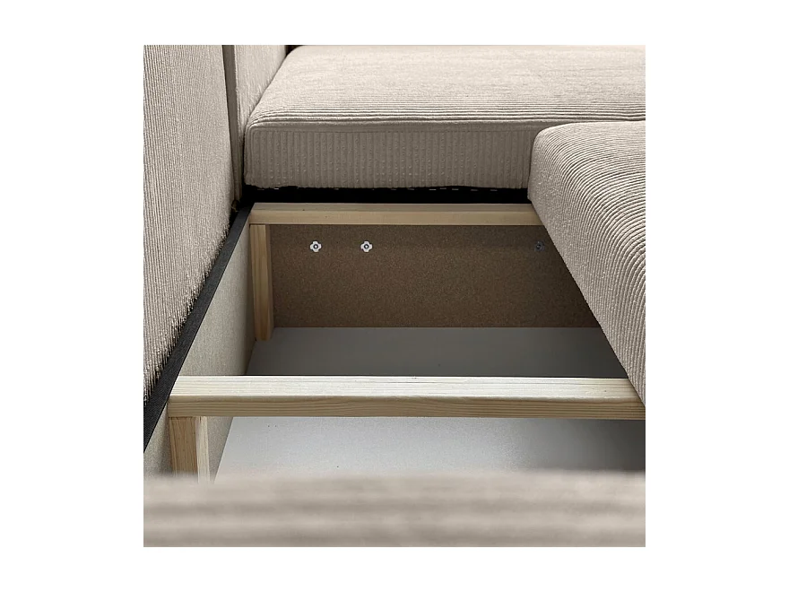 Canapé d'angle GOYA XL convertible réversible 277 cm coffre de rangement tissu velours côtelé