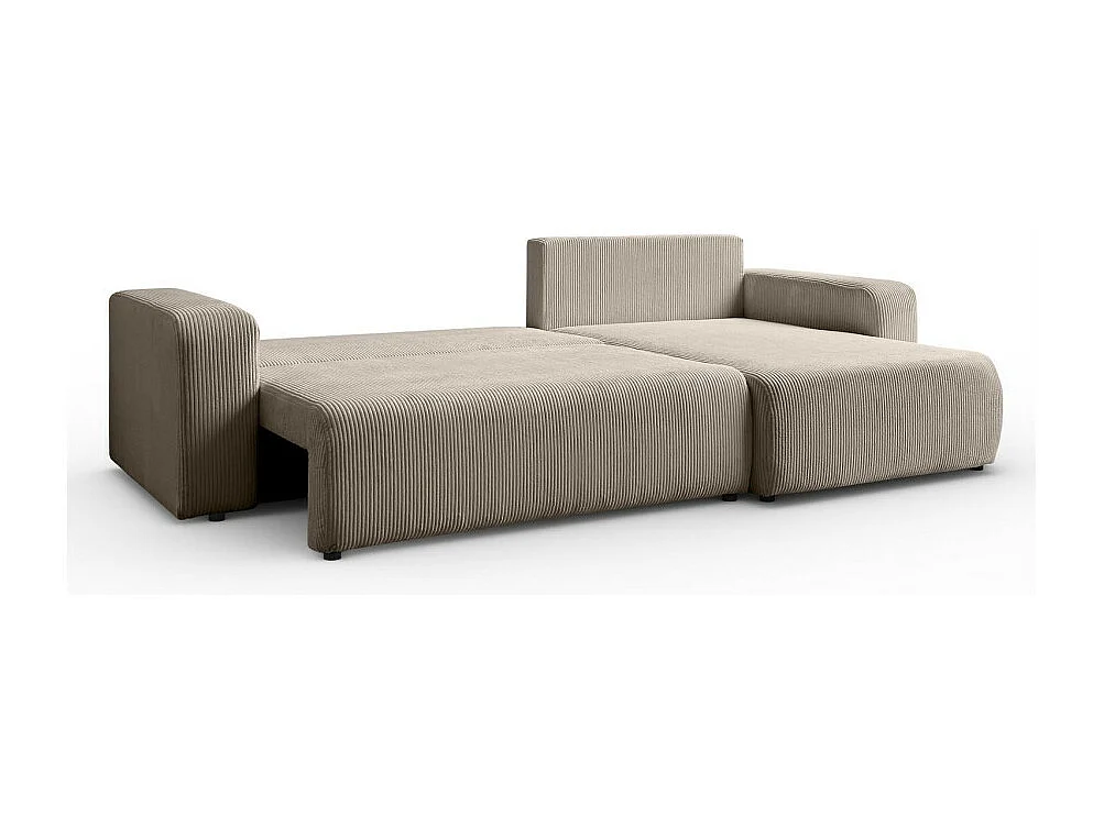 Canapé d'angle GOYA XL convertible réversible 277 cm coffre de rangement tissu velours côtelé