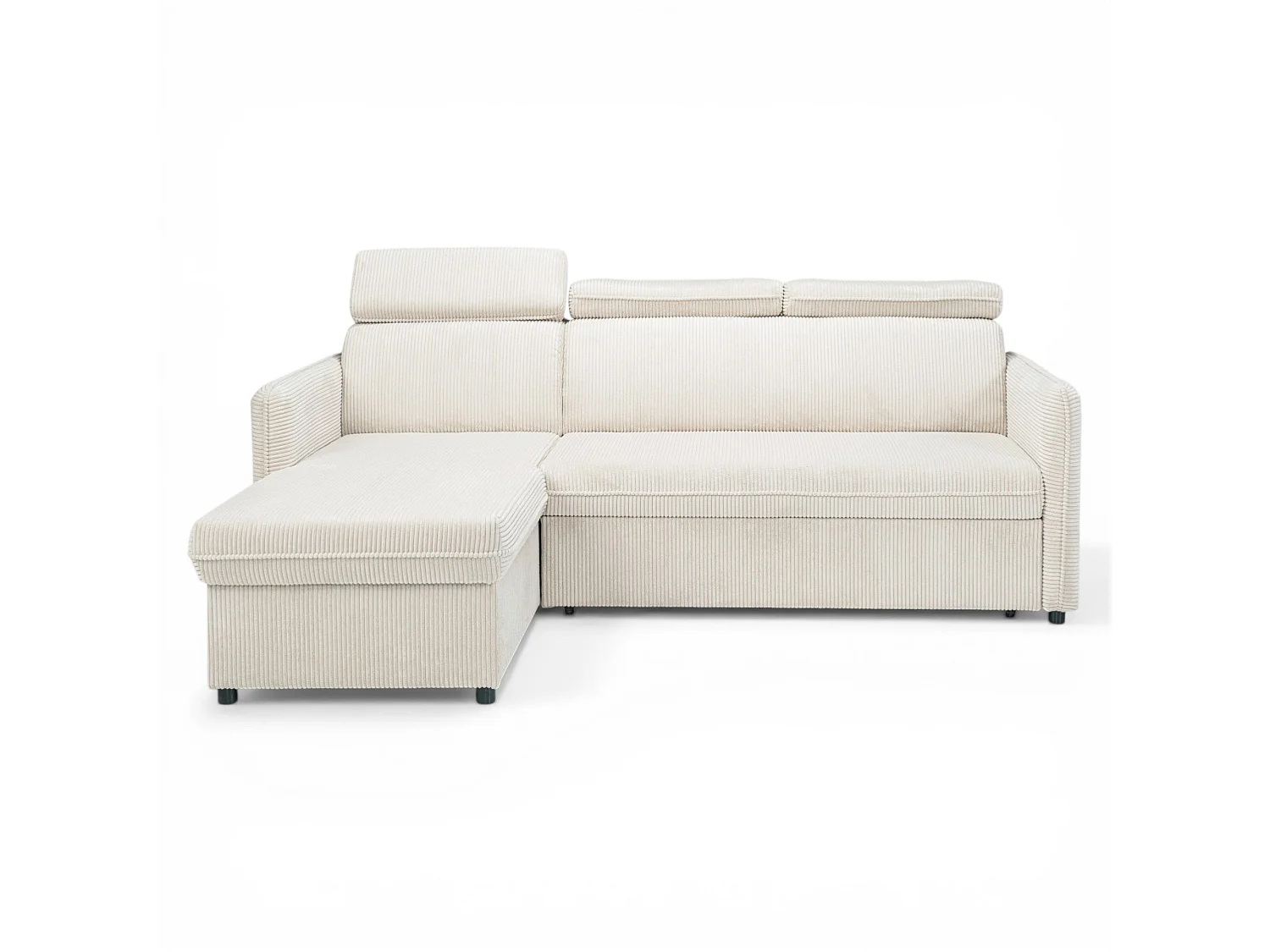 Canapé d'angle convertible 3 places avec coffre en velours beige