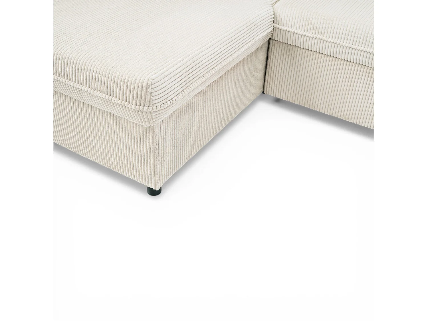 Canapé d'angle convertible 3 places avec coffre en velours beige