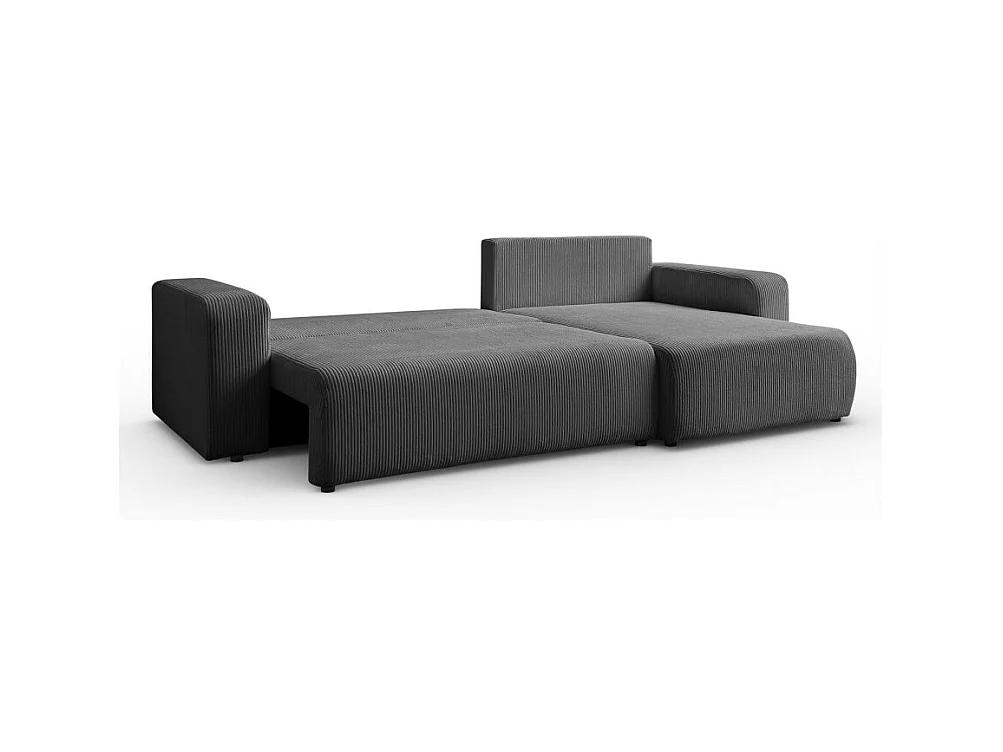 Canapé d'angle GOYA XL convertible réversible 277 cm coffre de rangement tissu velours côtelé