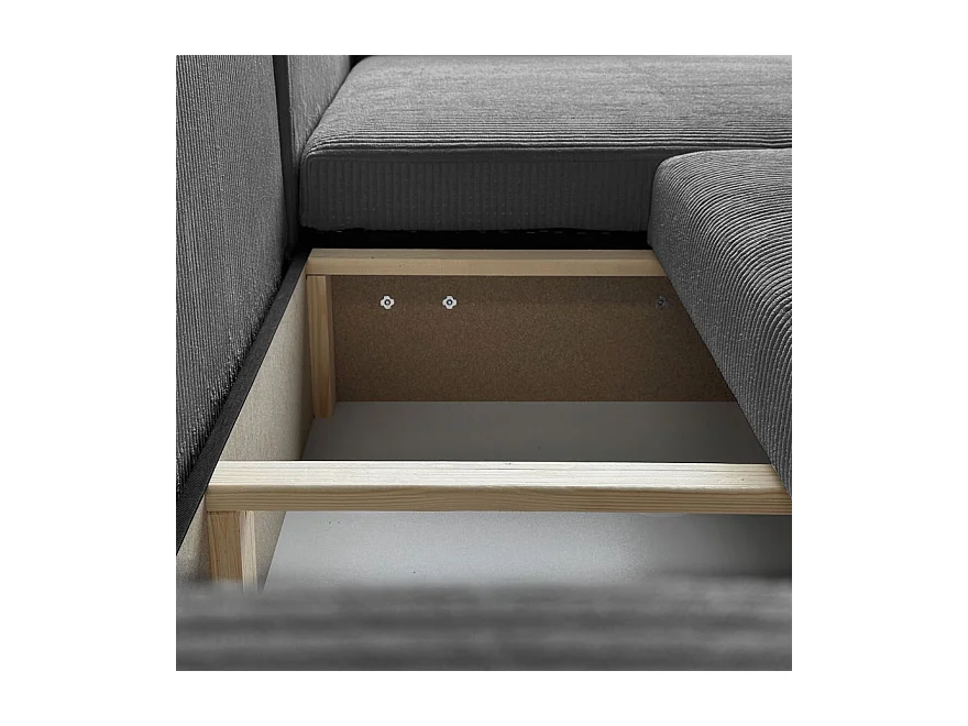 Canapé d'angle GOYA XL convertible réversible 277 cm coffre de rangement tissu velours côtelé