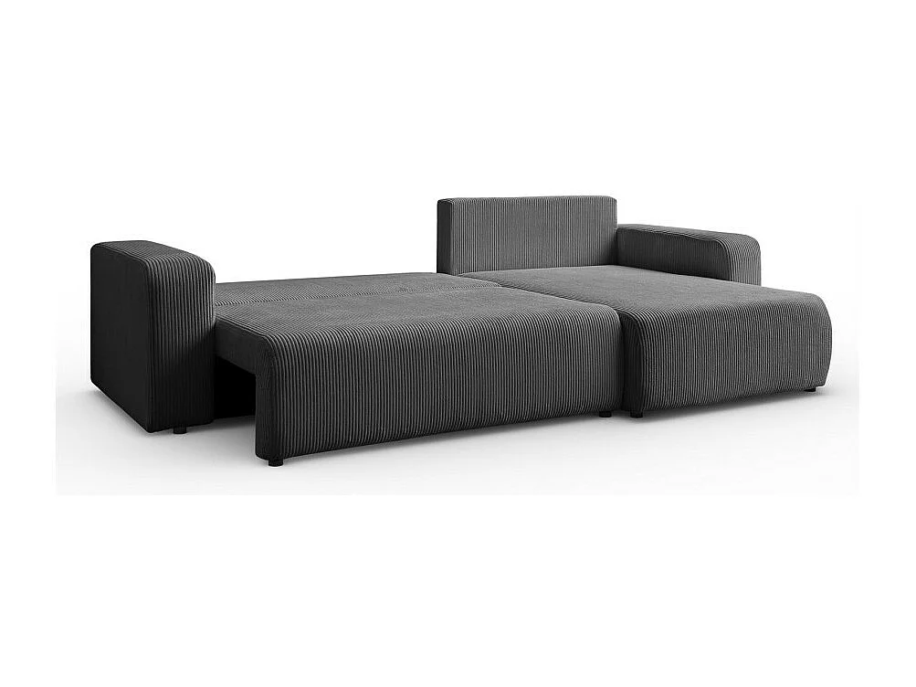 Canapé d'angle GOYA XL convertible réversible 277 cm coffre de rangement tissu velours côtelé