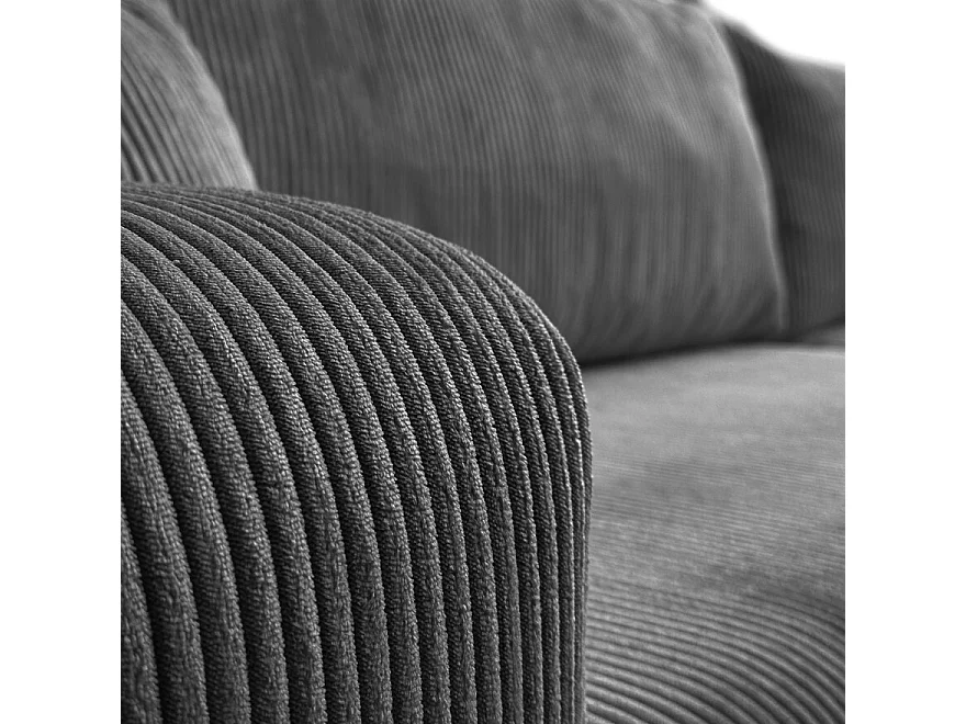 Canapé d'angle GOYA XL convertible réversible 277 cm coffre de rangement tissu velours côtelé