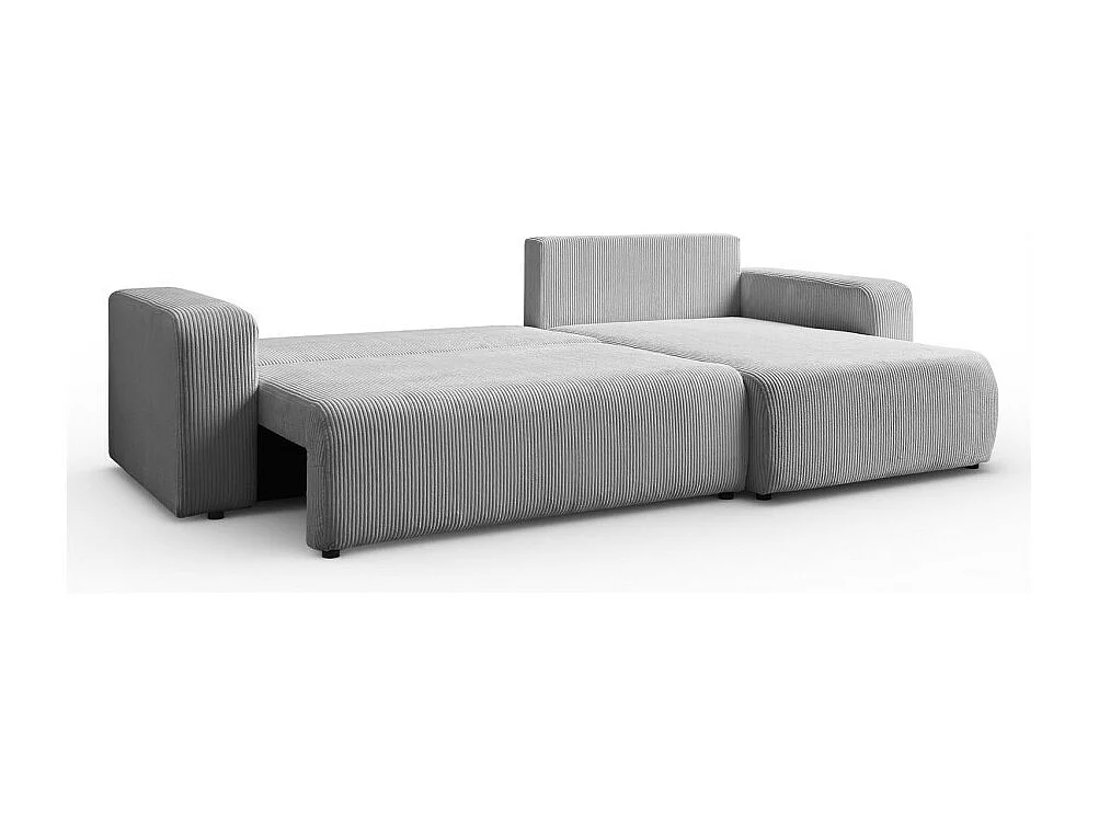 Canapé d'angle GOYA XL convertible réversible 277 cm coffre de rangement tissu velours côtelé