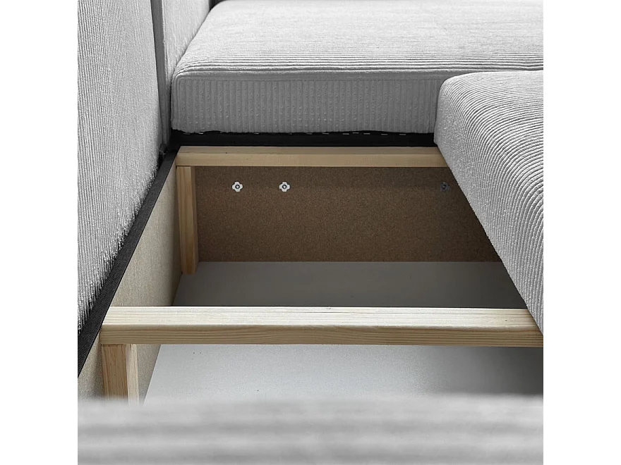 Canapé d'angle GOYA XL convertible réversible 277 cm coffre de rangement tissu velours côtelé