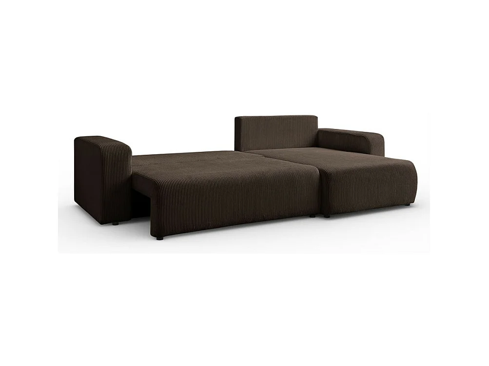 Canapé d'angle GOYA XL convertible réversible 277 cm coffre de rangement tissu velours côtelé
