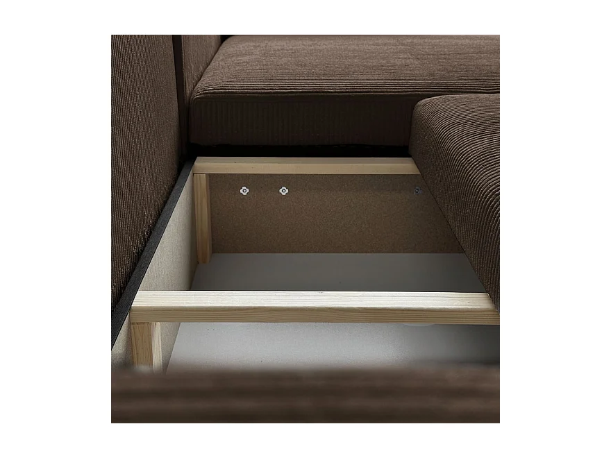 Canapé d'angle GOYA XL convertible réversible 277 cm coffre de rangement tissu velours côtelé