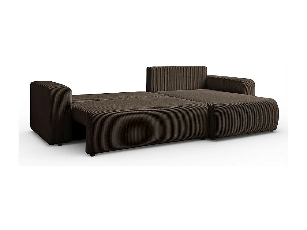 Canapé d'angle GOYA XL convertible réversible 277 cm coffre de rangement tissu velours côtelé