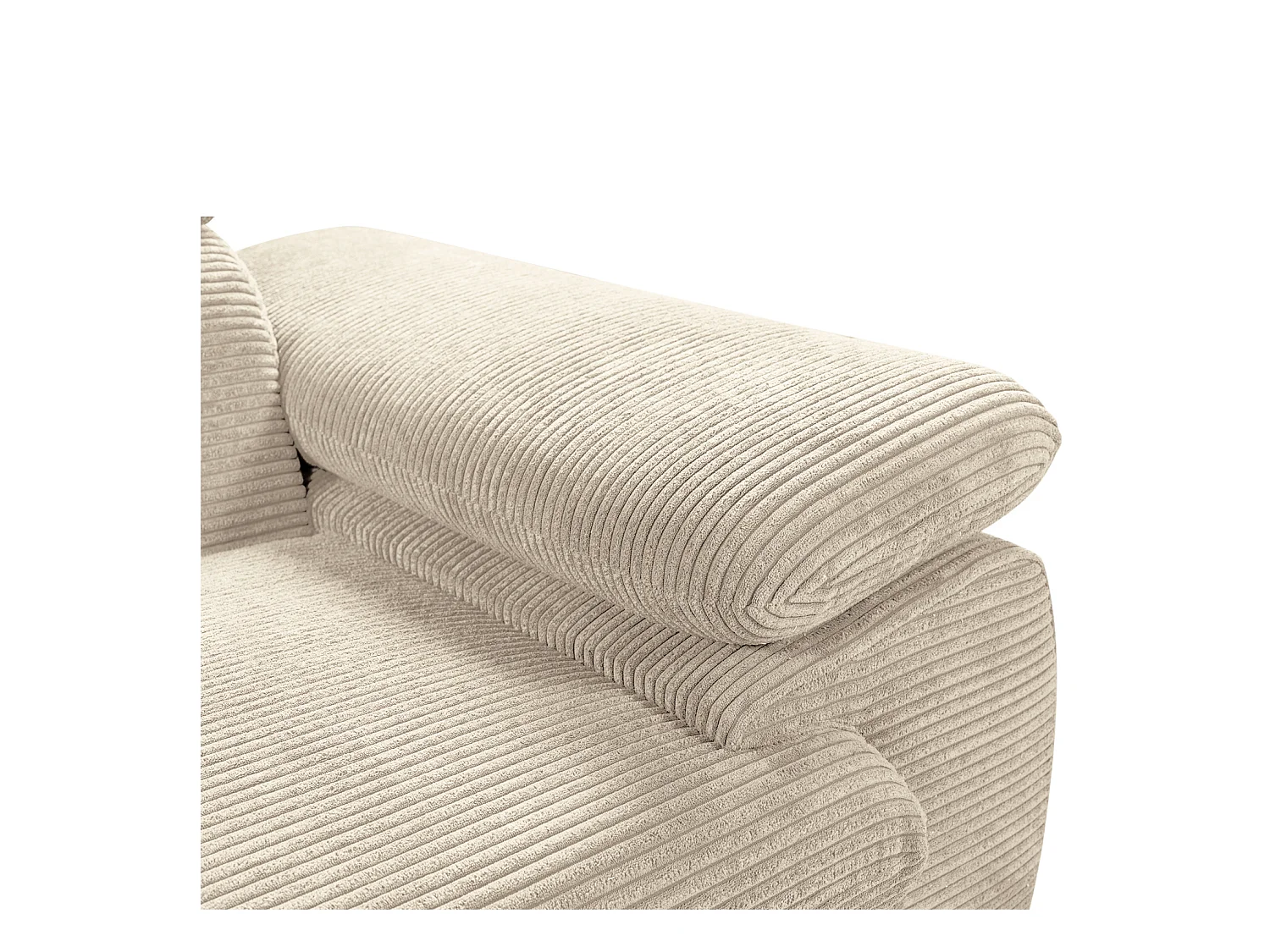 Canapé d'angle coté gauche convertible velours côtelé beige avec têtières - KOST
