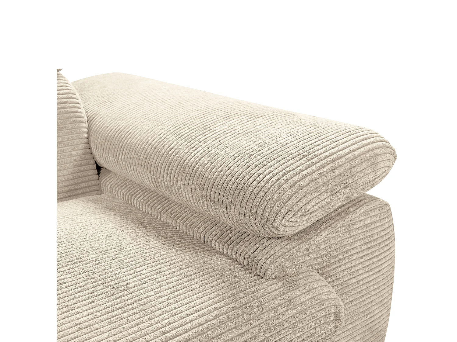 Canapé d'angle coté gauche convertible velours côtelé beige avec têtières - KOST