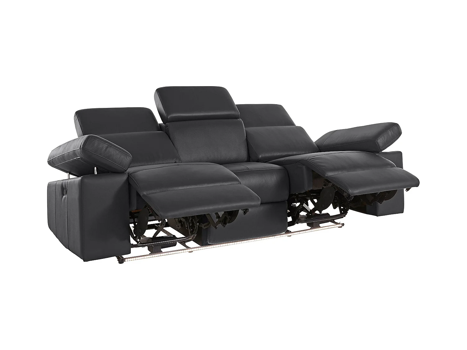 Rayland | Sofa 3 zits met handbediening in zwart PU