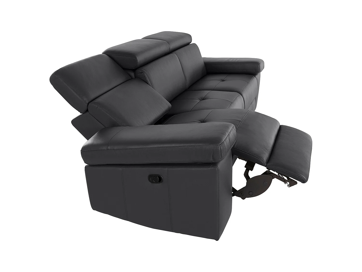 Rayland | Sofa 3 zits met handbediening in zwart PU