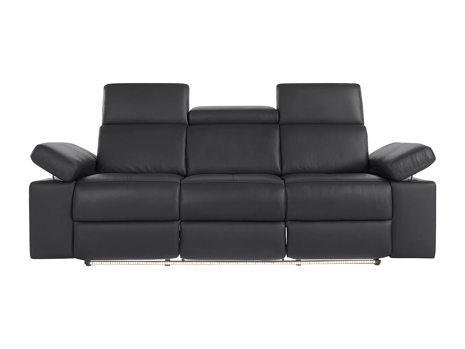 Rayland | Canapé 3 places avec fonction manuelle en PU noir