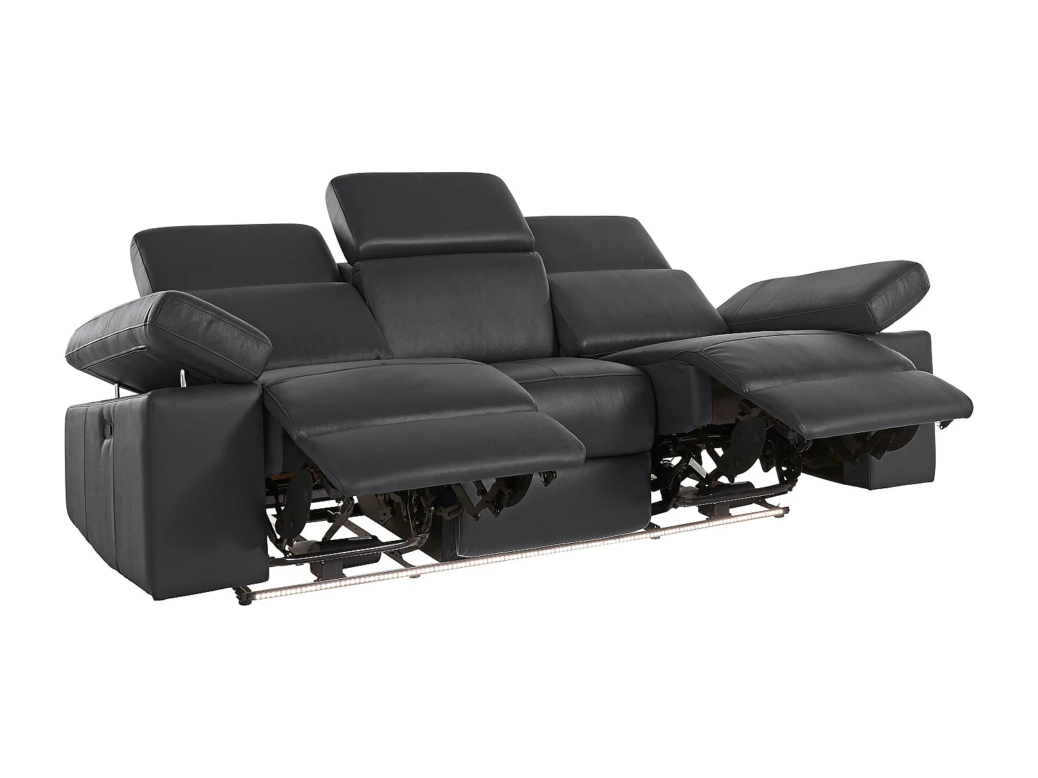 Rayland | Canapé 3 places avec fonction manuelle en PU noir