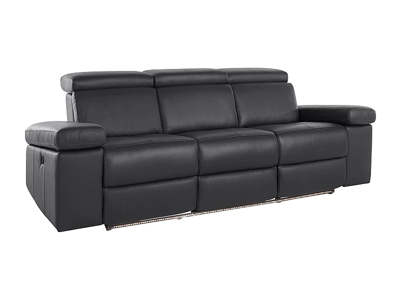 Rayland | Sofa 3 zits met handbediening in zwart PU