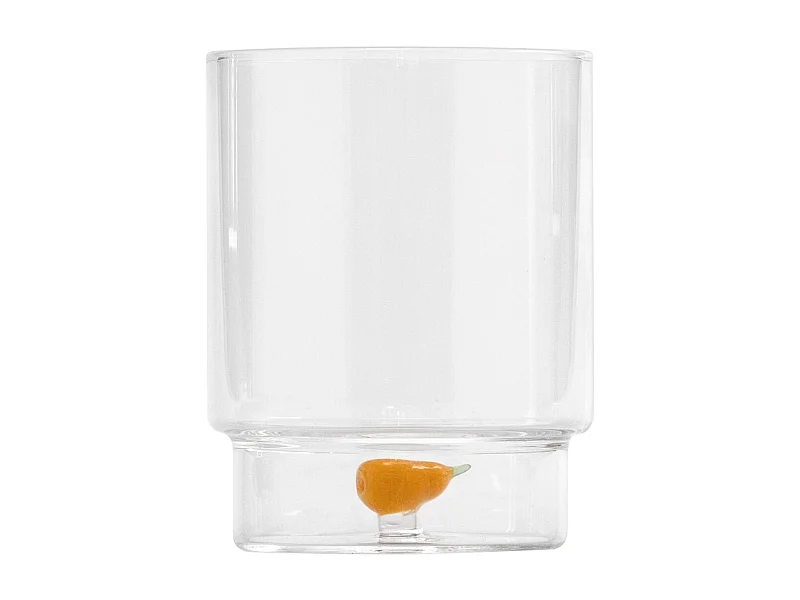 Zafferano Teca Frutta - Juego de 6 Vasos de Vidrio Borosilicato con Pera - Vaso de 35 cl con Doble Fondo Decorado a Mano, Fácilmente Lavable