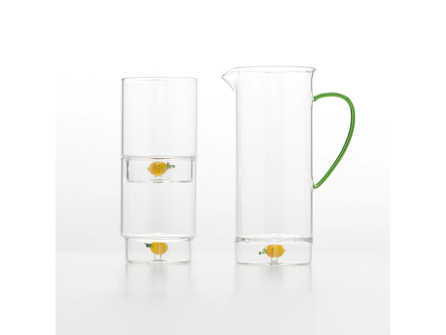 Zafferano Teca Frutta - Lot de 6 verres en verre borosilicate avec citron - Gobelet 35 cl à double fond décoré à la main, facilement lavable