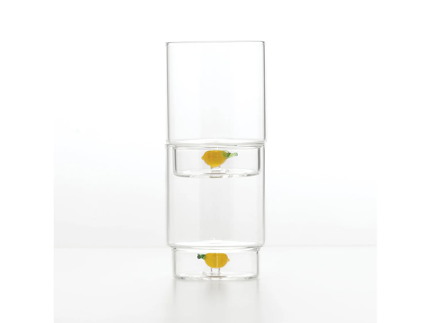 Zafferano Teca Frutta - Lot de 6 verres en verre borosilicate avec citron - Gobelet 35 cl à double fond décoré à la main, facilement lavable