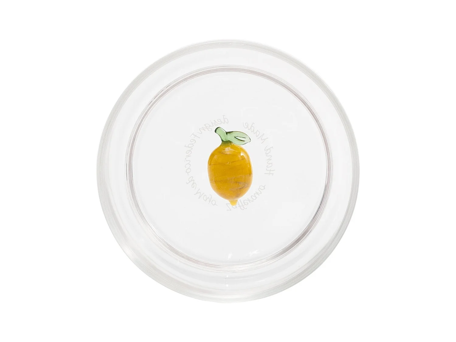 Zafferano Teca Frutta - Set 6 Bicchieri in Vetro Borosilicato con Limone - Tumbler 35 cl Doppio Fondo Decorato a Mano, Lavabili Facilmente