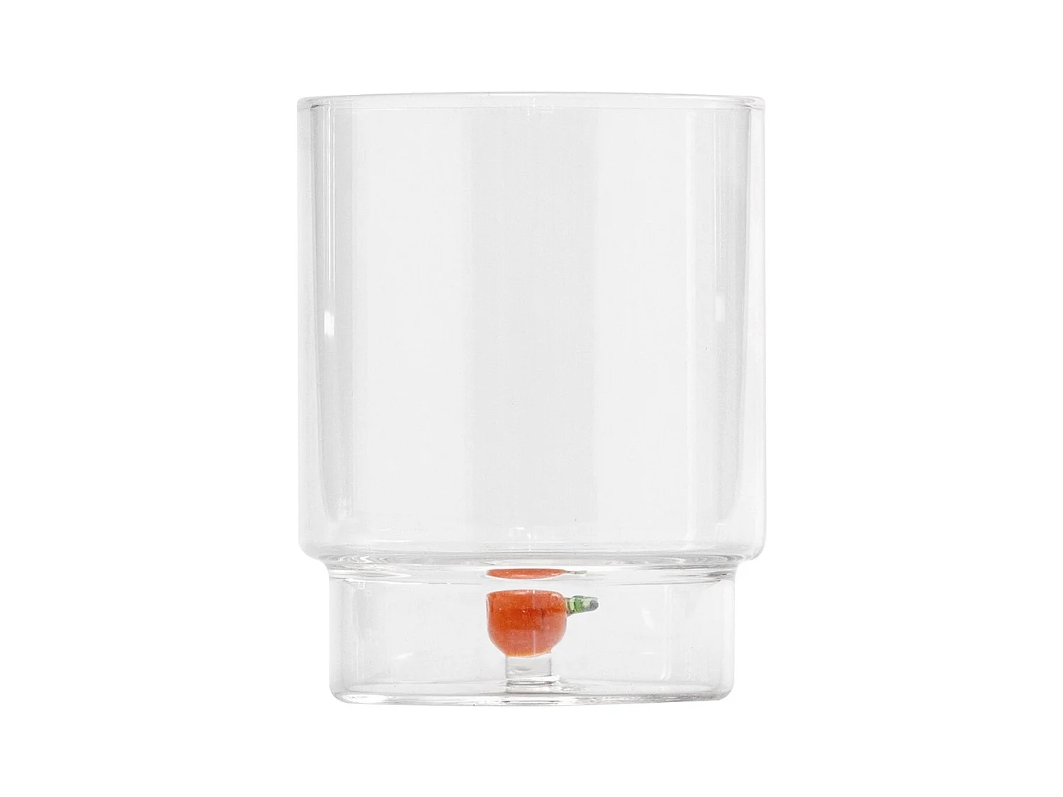 Zafferano Teca Frutta - Set 6 Bicchieri in Vetro Borosilicato con Arancia - Tumbler 35 cl Doppio Fondo Decorato a Mano, Lavabili Facilmente