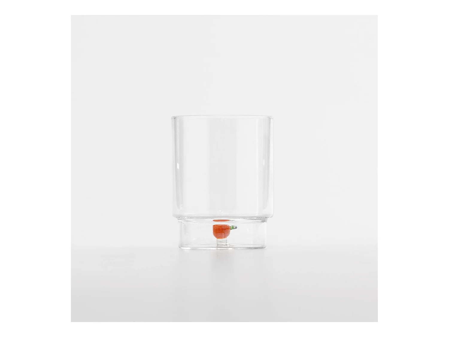 Zafferano Teca Frutta - Juego de 6 Vasos de Vidrio Borosilicato con Naranja - Vaso de 35 cl Doble Fondo Decorado a Mano, Fácilmente Lavable